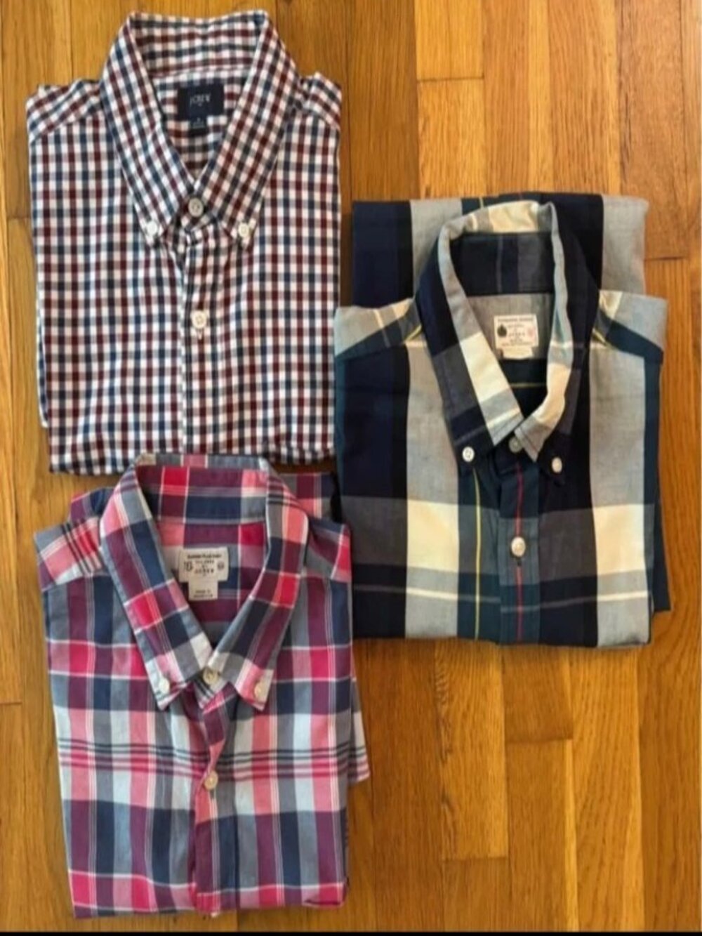 J.Crew Mens Button Down Shirt Bundle Lot 3 Pack Plaid Gingham Medium